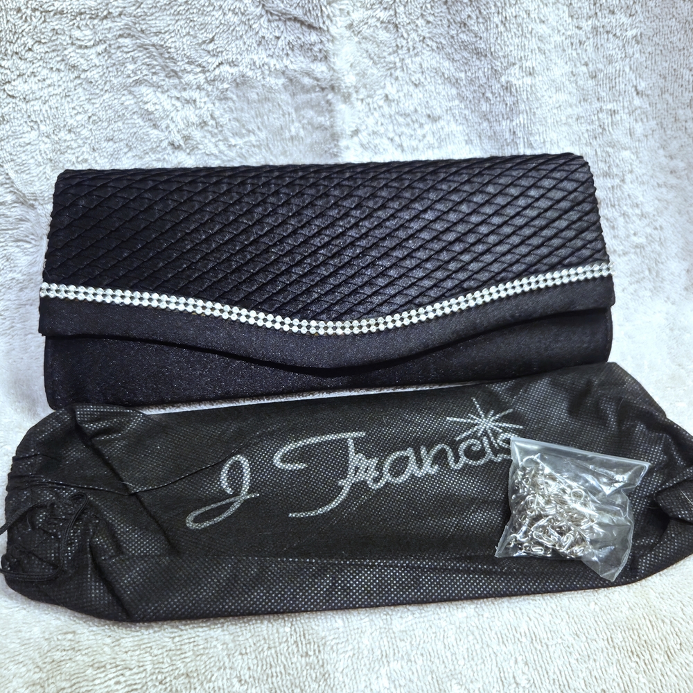 Elegant Black Clutch with Silver Accents